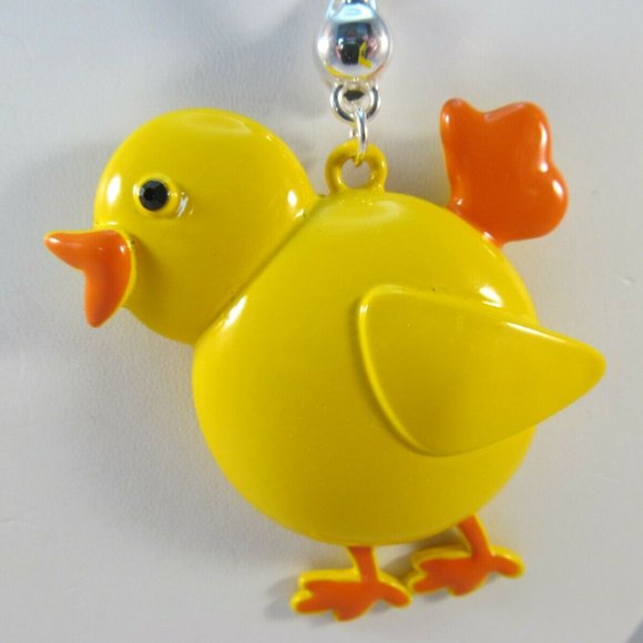 Yellow Enamel Duck Pendant Purse Chain Jewelry with Magnetic Closure Signed RMN - Picture 1 of 12